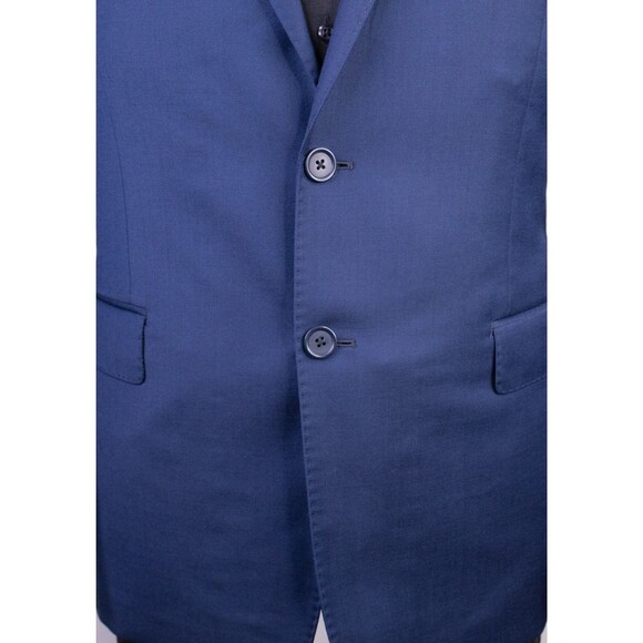 Tallia Boys Jacket Blazer Solid Blue Two Button Boys 18 Husky Dual Vented Wool - Picture 3 of 13